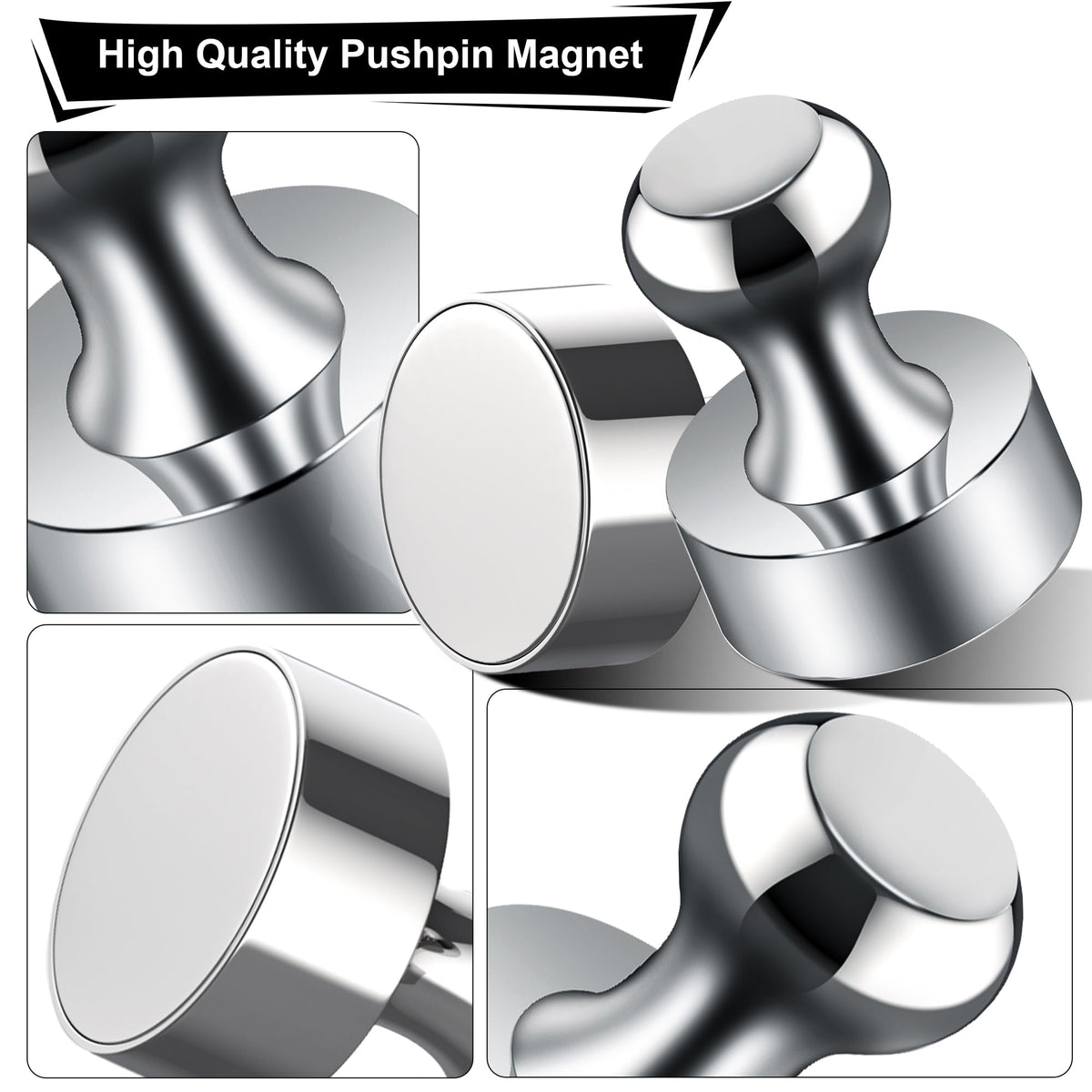 Tiergrade metallic magnets in silver keep photos and reminders visible on metal surfaces.