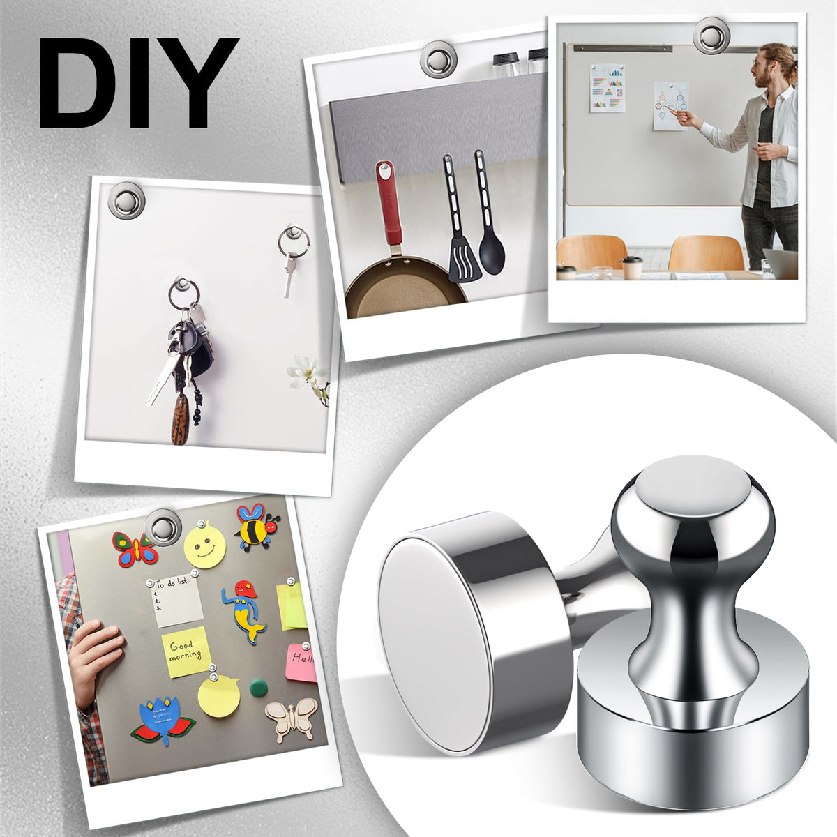 Tiergrade magnets with neodymium core provide reliable grip for classroom notices.