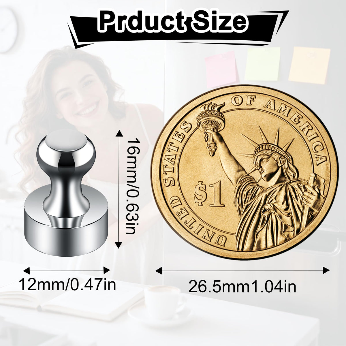 Compact Tiergrade magnets decorate lockers and desks while securing important papers.