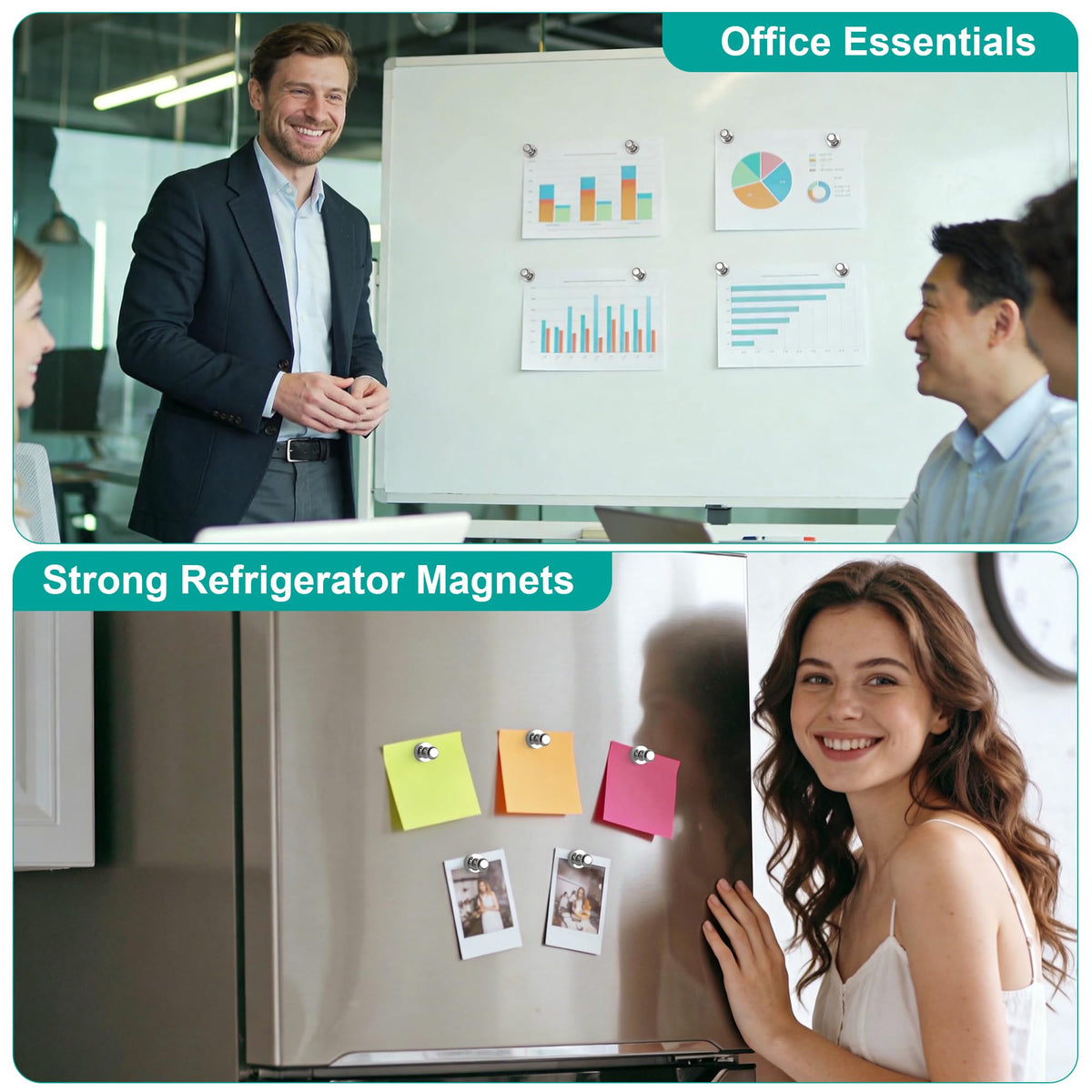 Tiergrade magnets on a whiteboard organize schedules with a strong, compact design.