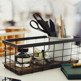 TIEYIPIN compact storage basket fits tight spaces on desks or consoles.