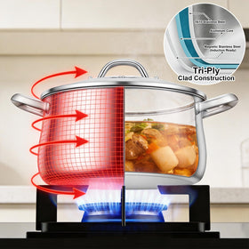 Tifanso sturdy stainless steel stock pot with riveted handles