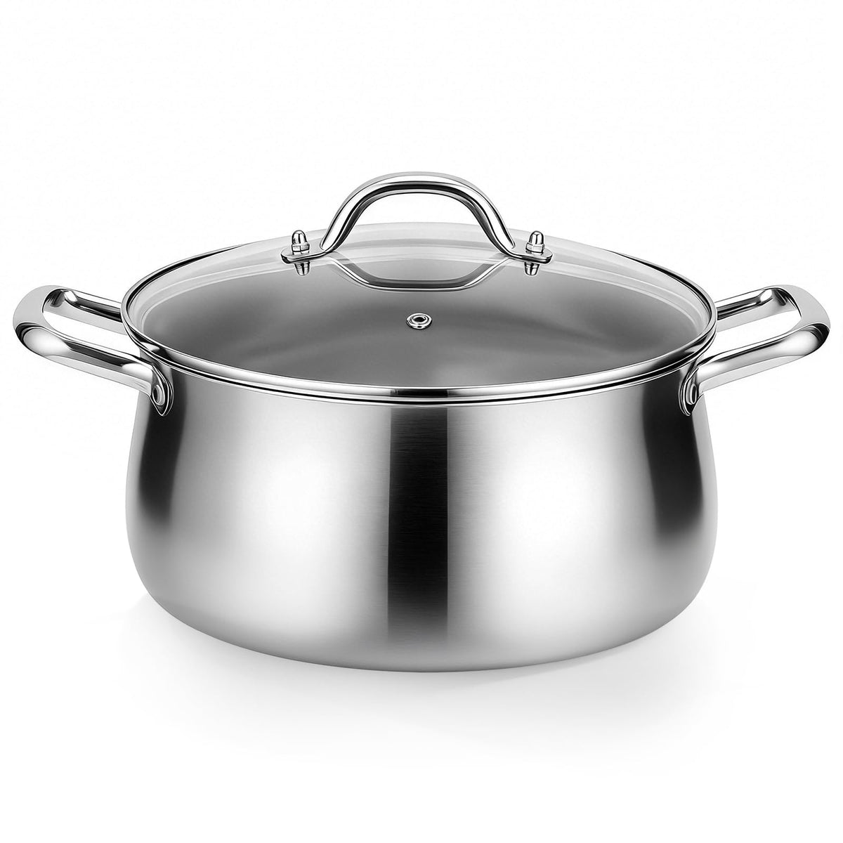 Tifanso tri-ply 8qt stock pot with lid for fast simmering