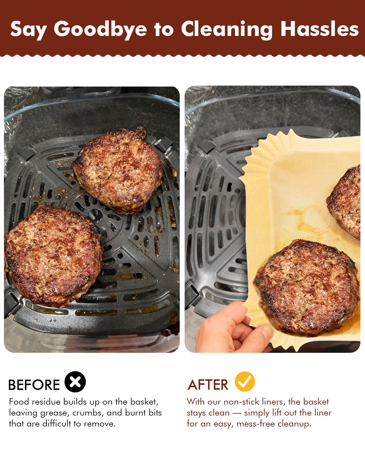 Tiga non-stick liners offer grease-proof surface for easy cleanup