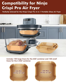 Tiga air fryer liners for Ninja Crispi Pro small 2.5QT basket, easy cleanup