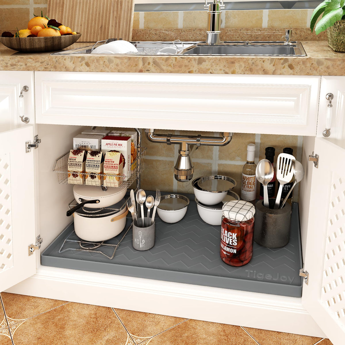 TigeJoy leak-proof cabinet protector, 3 mm thick for durability.