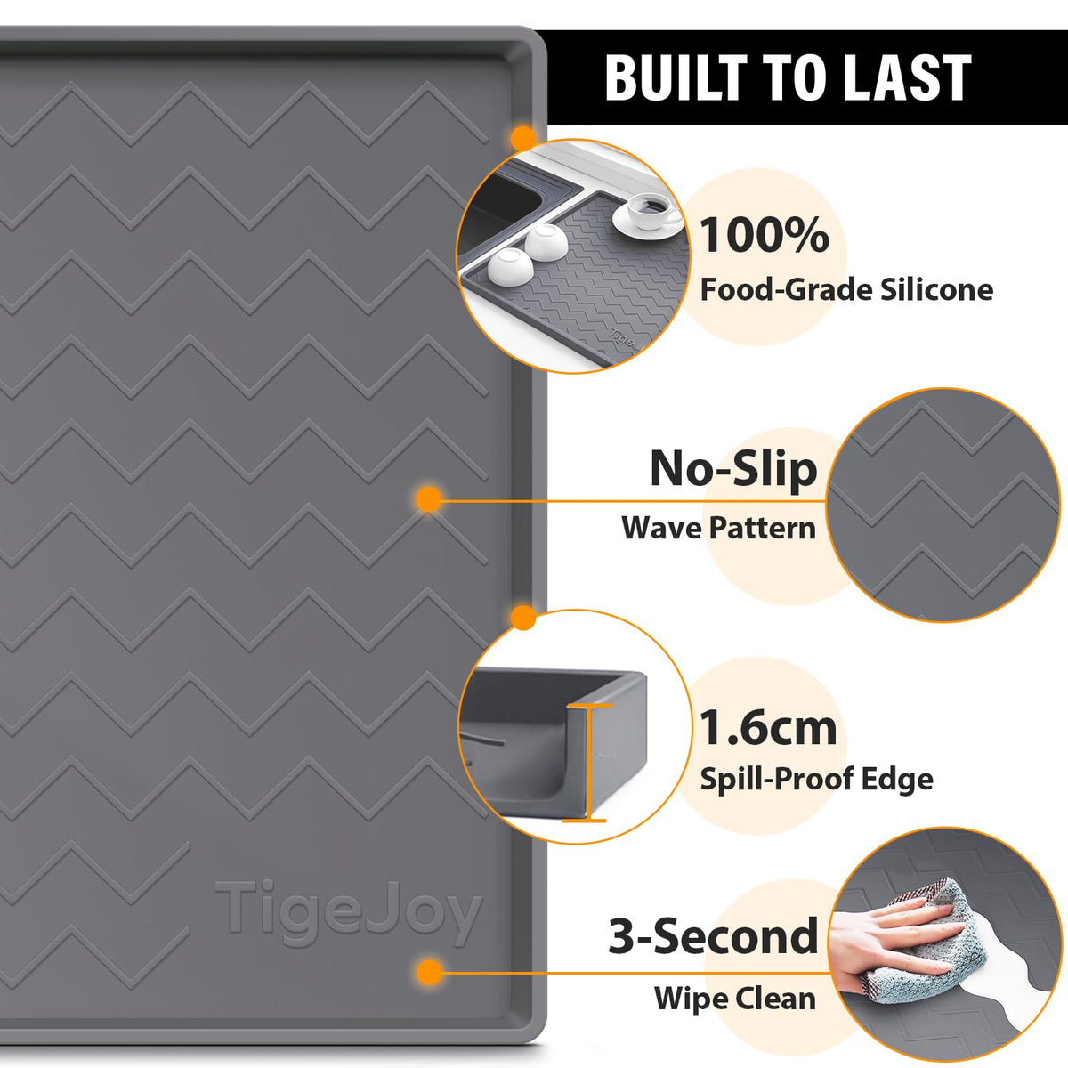 TigeJoy single-piece mat design simplifies cleaning and hygiene.