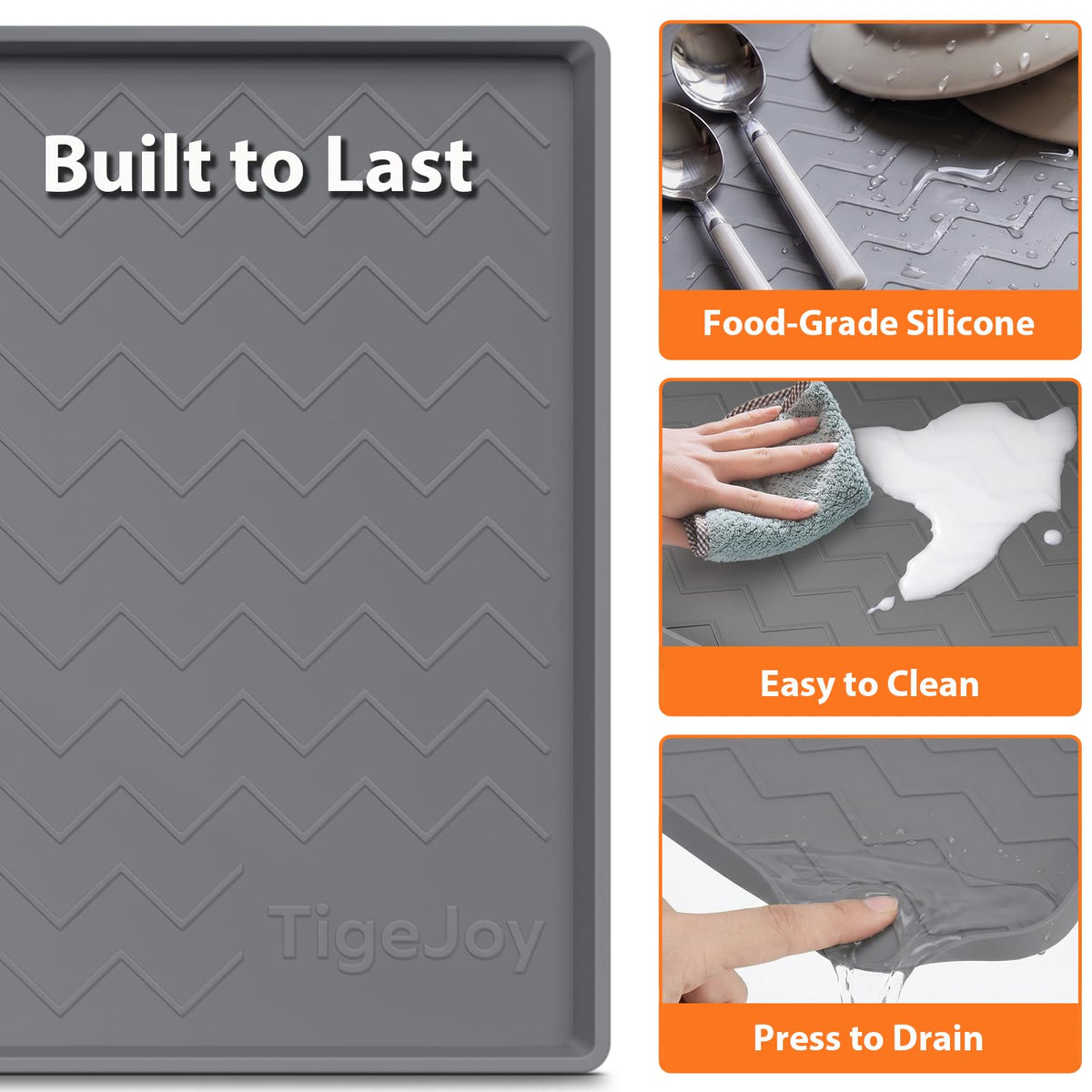 TigeJoy raised-edge mat contains spills up to three gallons.