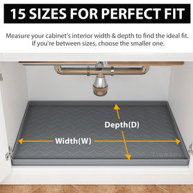 TigeJoy silicone cabinet liner conforms around pipes for a seamless fit