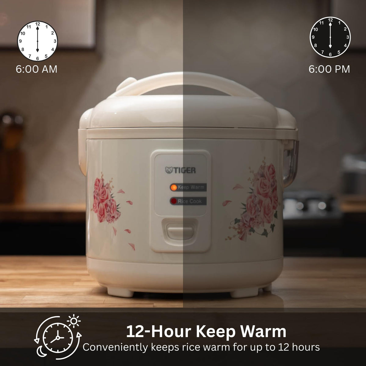 Tiger JAZ-A10U-LF steam basket included for versatile meal prep.
