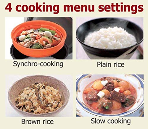 Tiger JBV-A10U steaming setup showing Tacook synchronized cooking