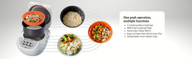 Tiger JBV-A18U-W includes spatula, plate, cup, and cookbook.