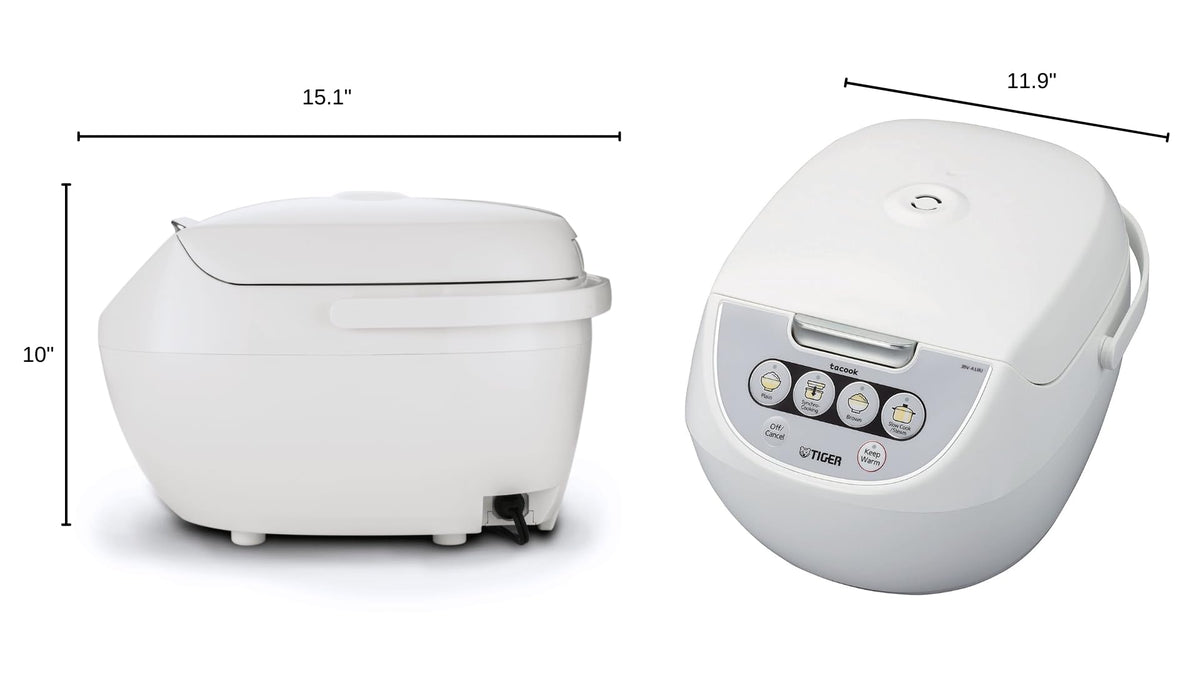 Tiger JBV-A18U-W steamer basket keeping vegetables separate from rice.