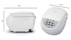 Tiger JBV-A18U-W steamer basket keeping vegetables separate from rice.
