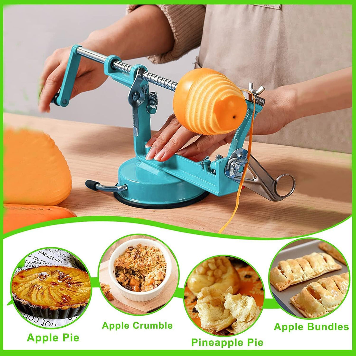 Tigwin Apple Peeler Blue close up blade view for sharp precision.