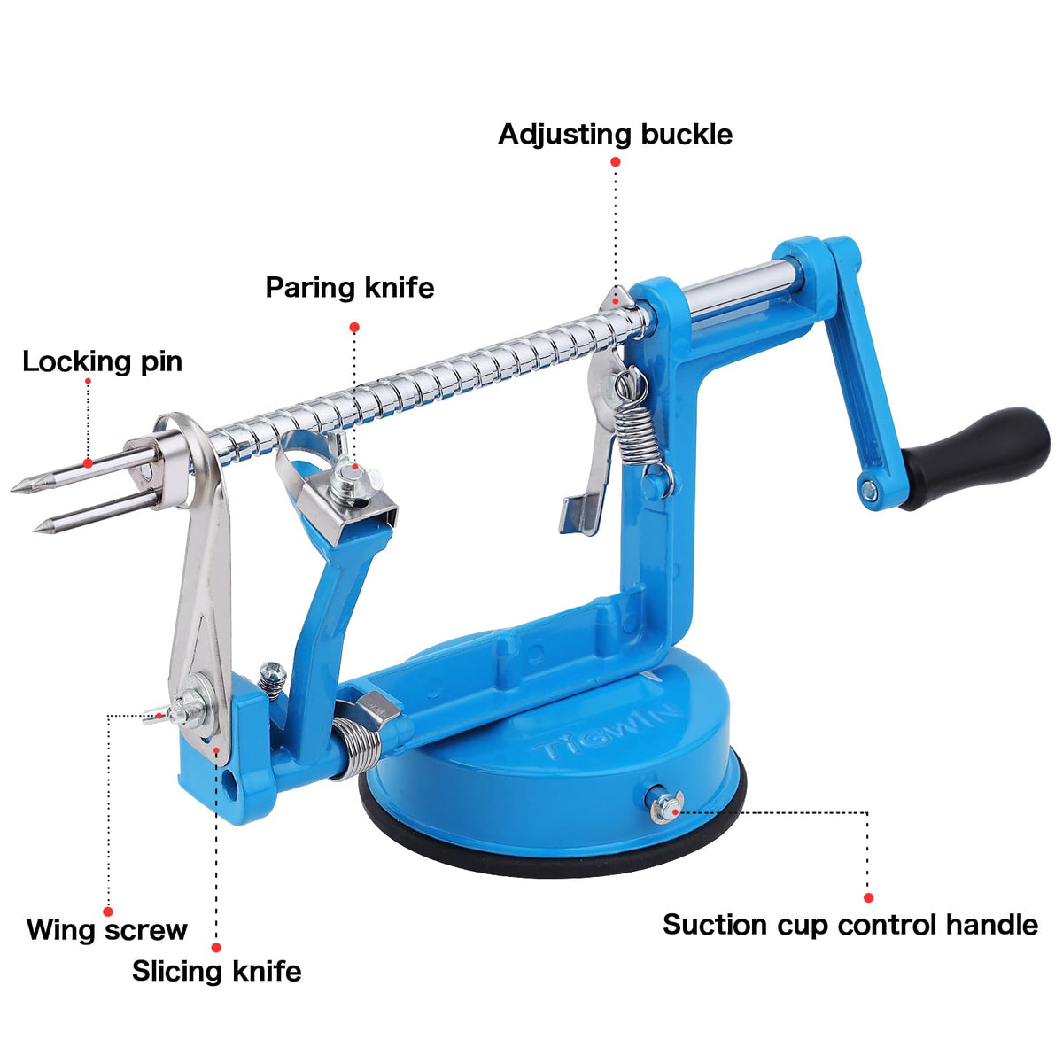 Tigwin Apple Peeler with removable blade for easy potato prep.