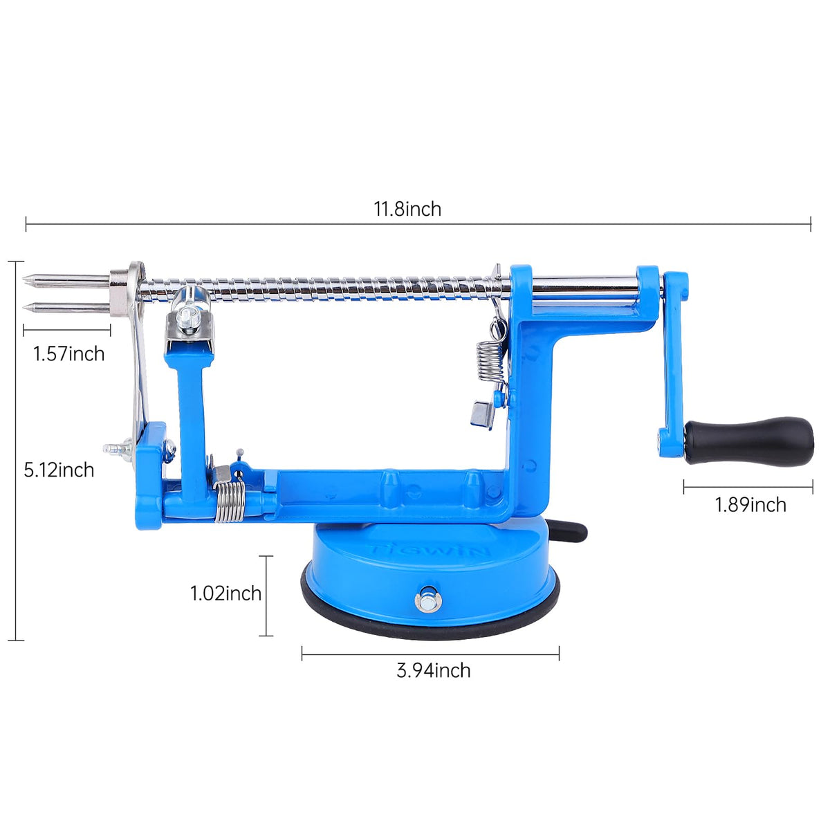 Tigwin Apple Peeler suction base provides steady countertop grip.