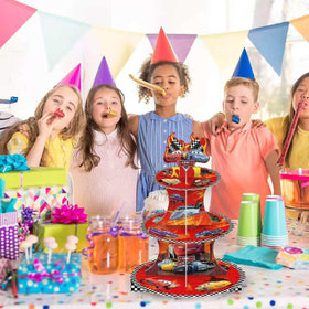 Tihufe Stitch 3-tier stand with bright print showcases desserts beautifully