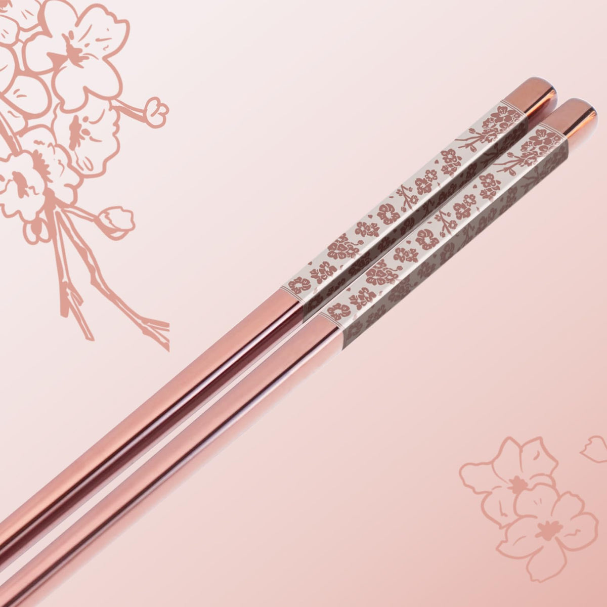 TIICOO pink sakura chopsticks anti-roll square design on table
