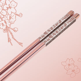 TIICOO pink sakura chopsticks anti-roll square design on table