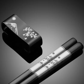 TIICOO titanium-plated chopsticks with mountain engraving for elegant durability.