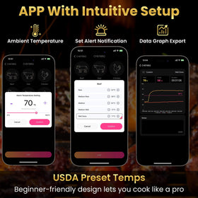 TiInsta CHEFBBQ app on iOS/Android for remote cooking monitoring