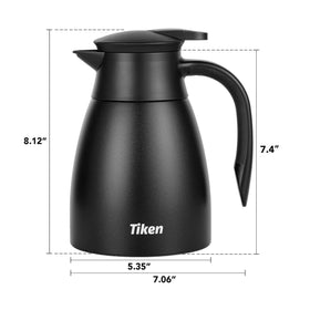 Tiken 34oz carafe with leak-proof lid demonstrates mess-free serving and secure sealing