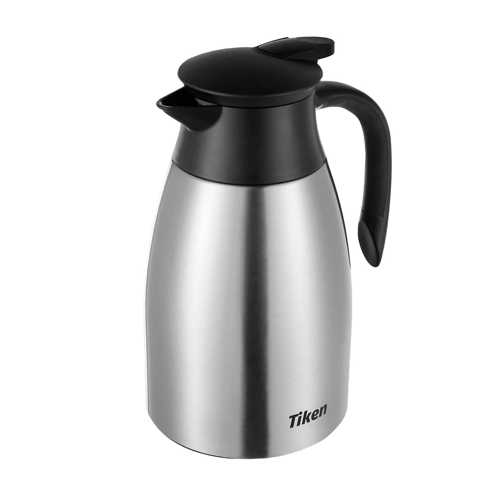 Tiken 51oz thermal coffee carafe front view keeps beverages hot for hours