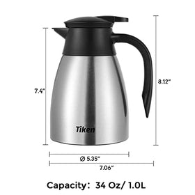 Tiken leak proof lid carafe seals securely during pouring