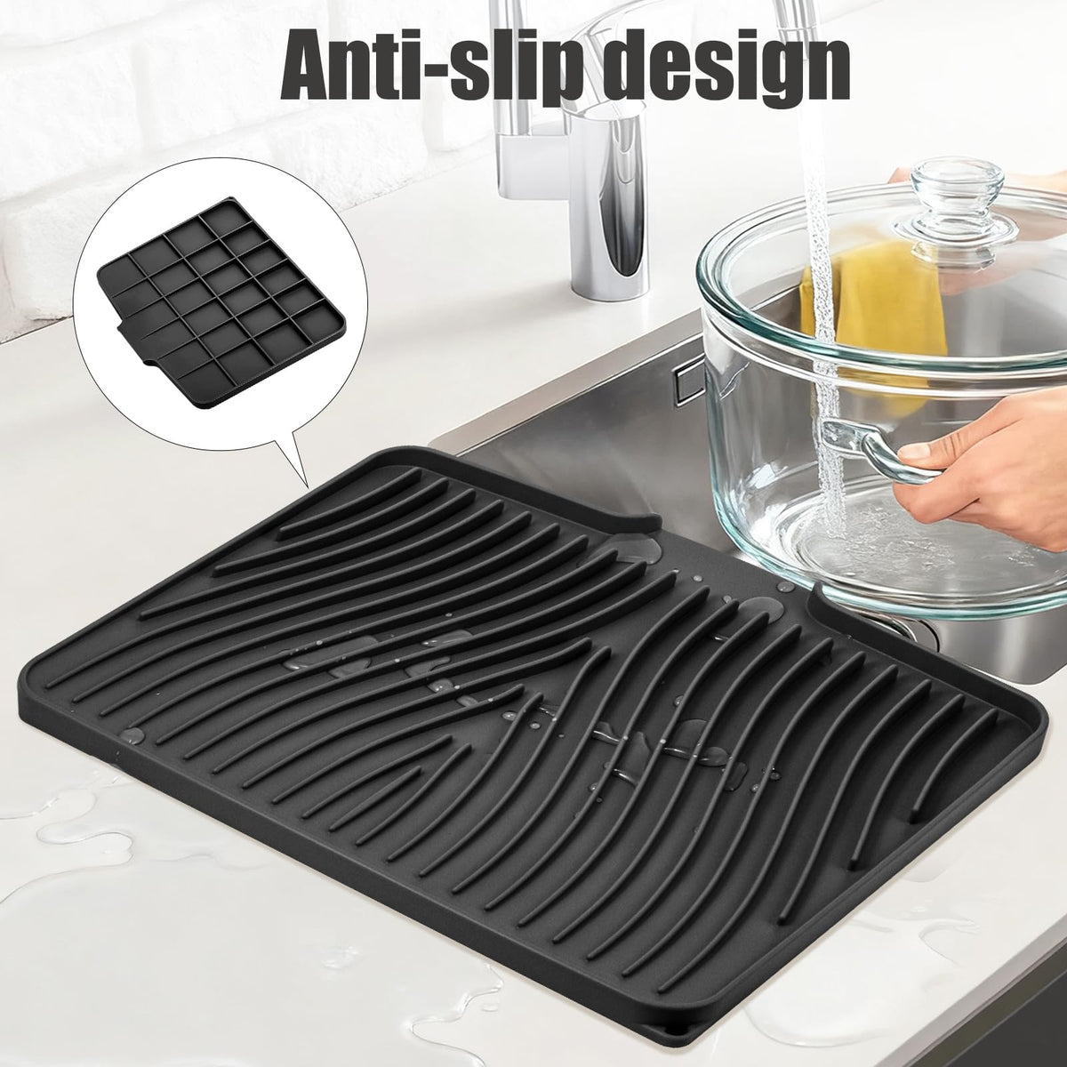 TIKNIK anti-slip surface prevents dishes from sliding during drying.
