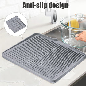 Heat-resistant silicone mat protects surfaces up to 450 degrees Fahrenheit.