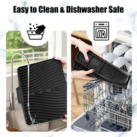 TIKNIK food-grade silicone mat for safe, easy-clean dish drying.
