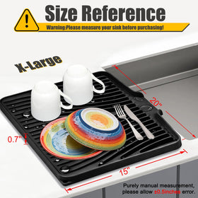 Tiknik anti-slip silicone drying mat keeps dishes in place on countertops