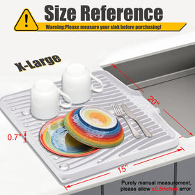 TIKNIK drying mat with built-in drain rims directing moisture into the sink.