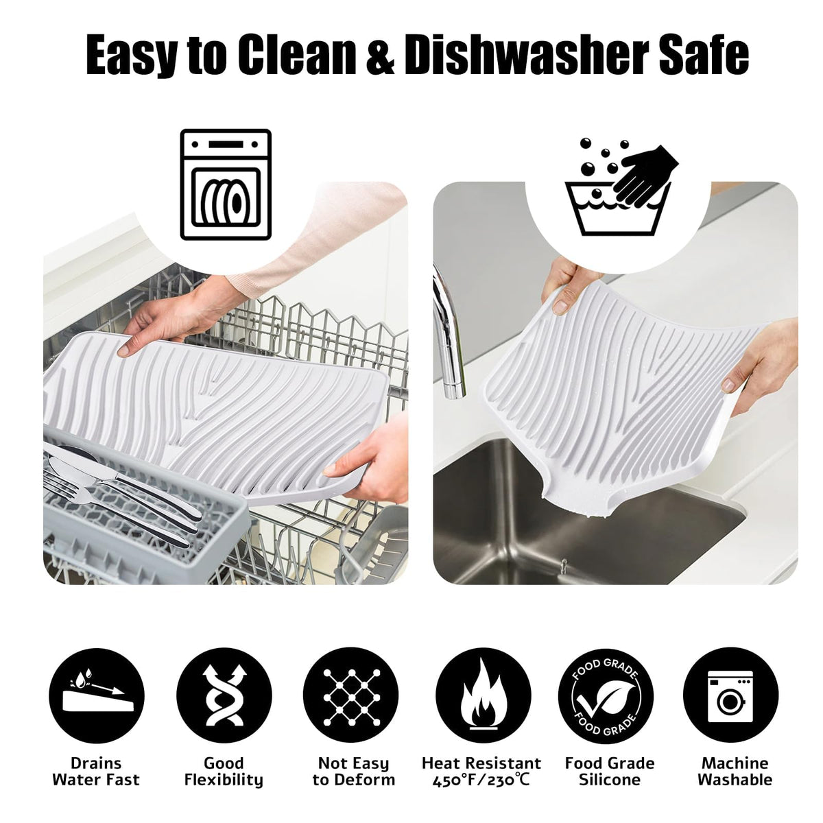 TIKNIK non-slip surface keeps dishes from sliding during the drying process.