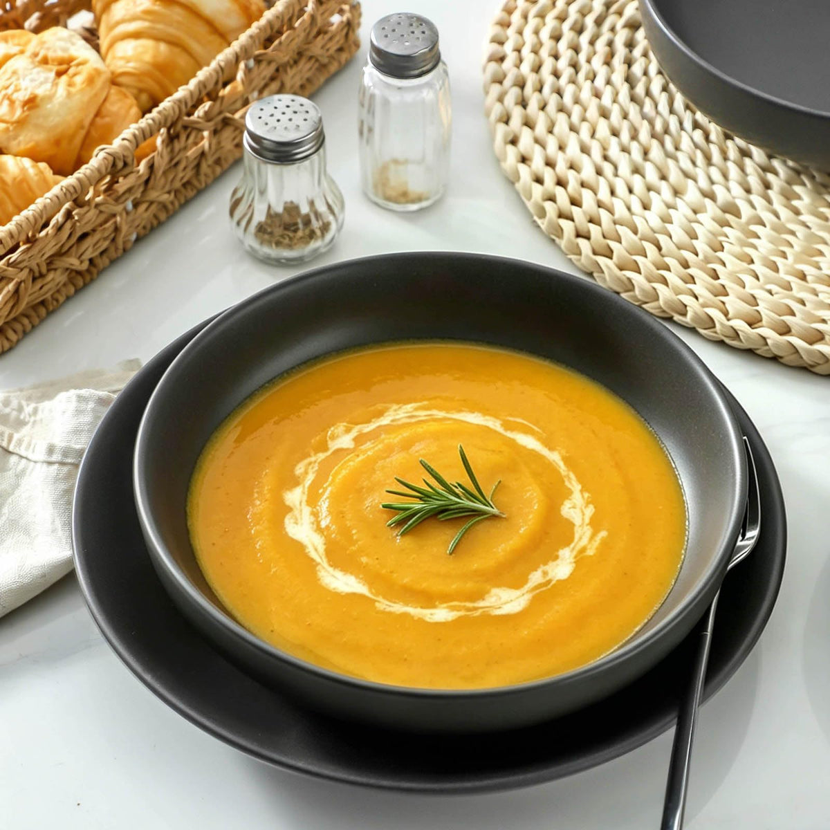 Tikooere matte black bowls with wide shallow design for pasta and salads.
