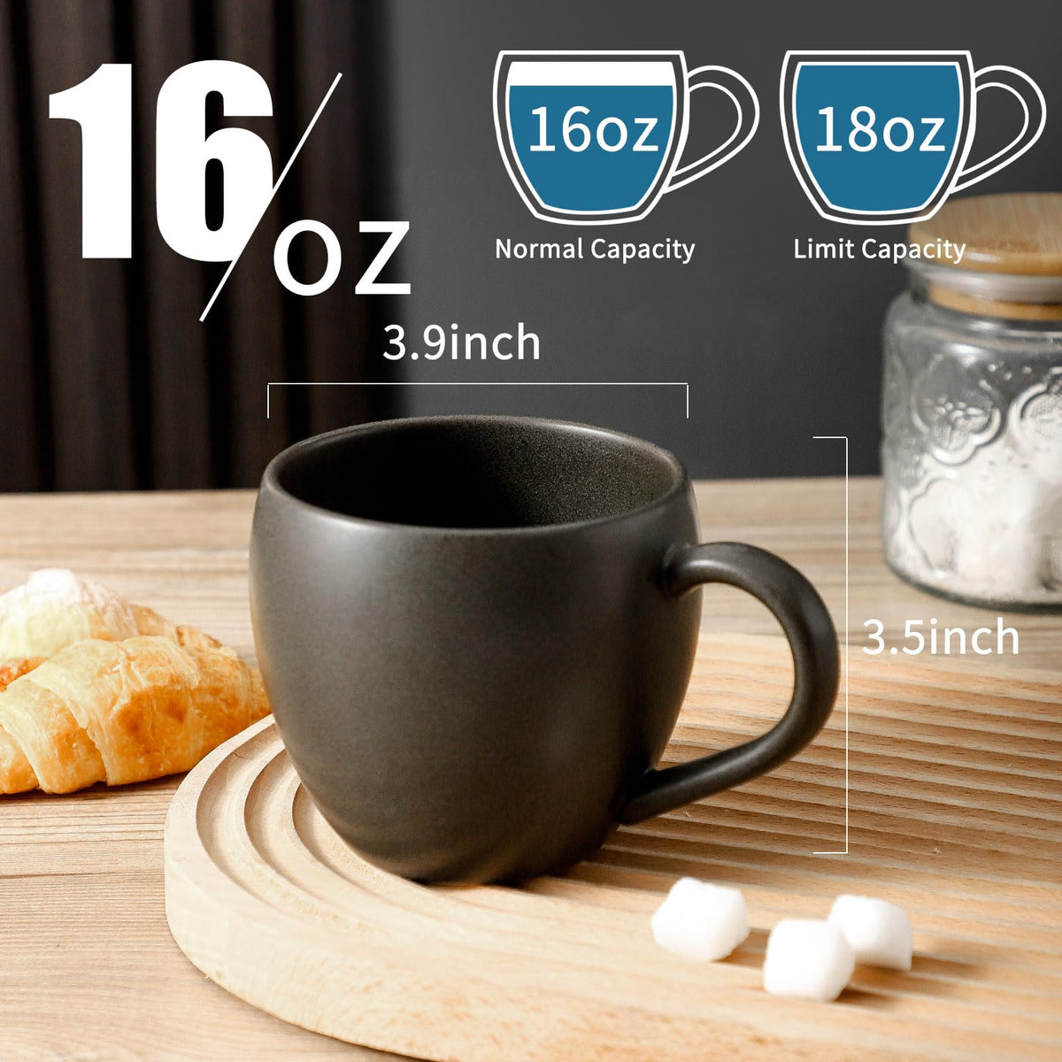 Tikooere matte glaze stoneware mugs with a durable ceramic feel for hot beverages.