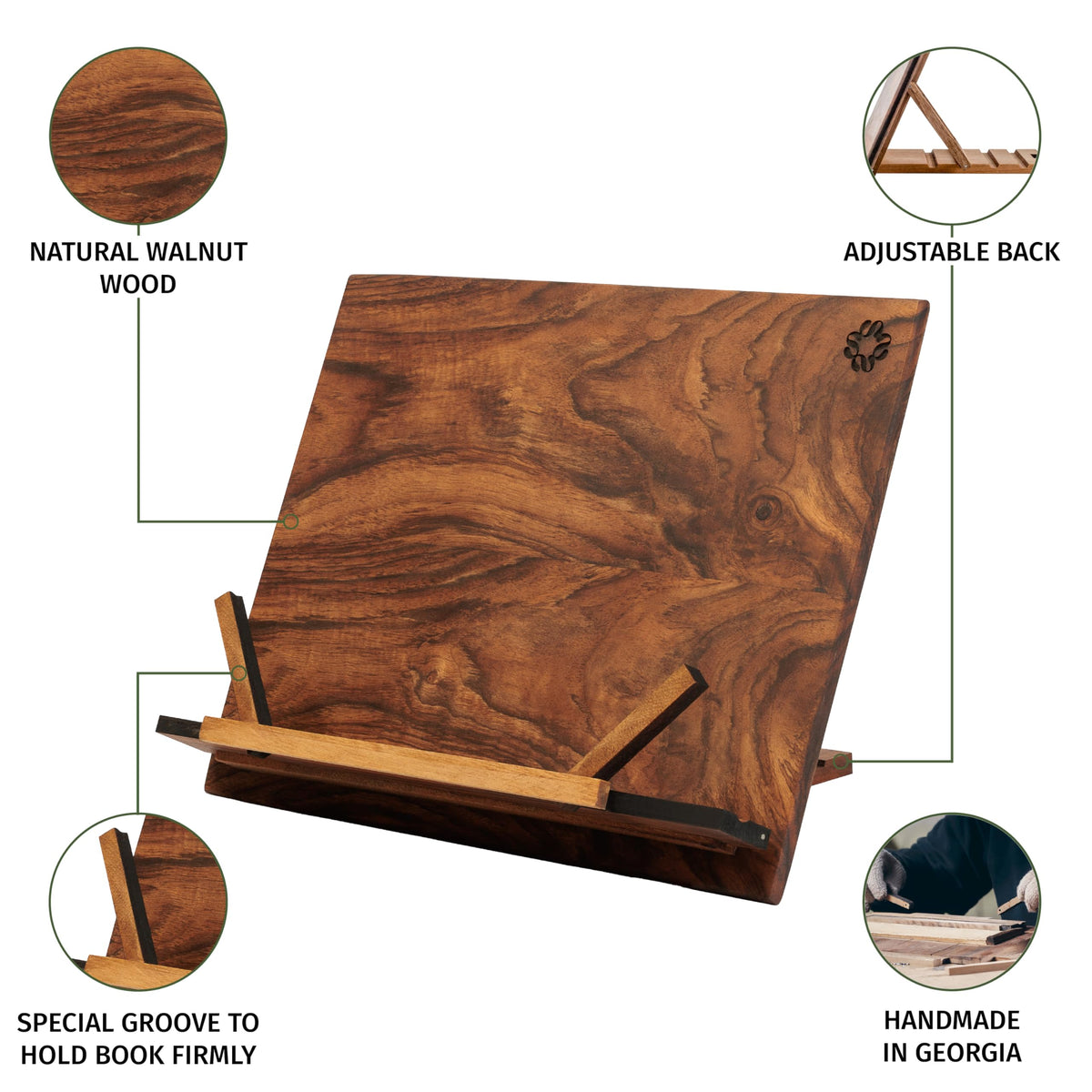 TILISMA handmade walnut detail highlights craftsmanship and unique grain.