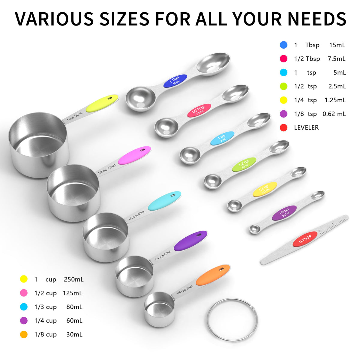 TILUCK 6 double-sided spoons for accurate quick measurements and versatile use
