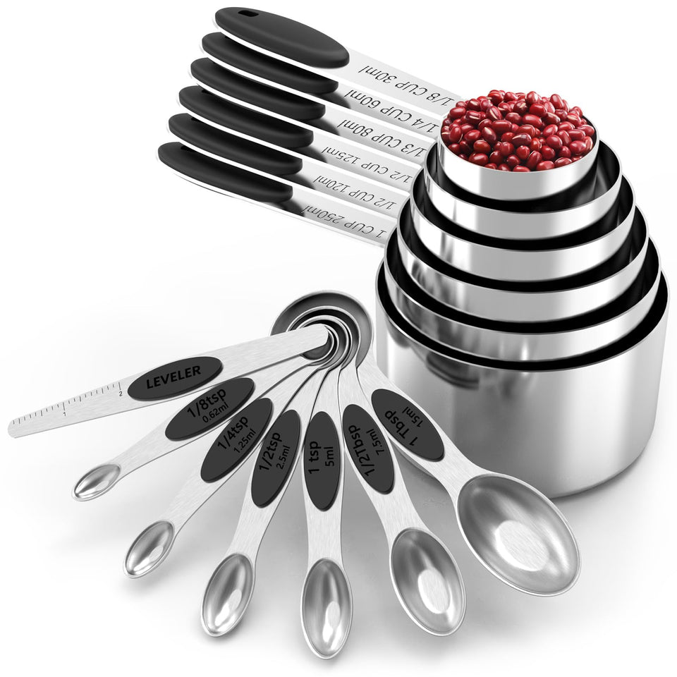TILUCK magnetic spoons and cups set for precise measuring and organization.
