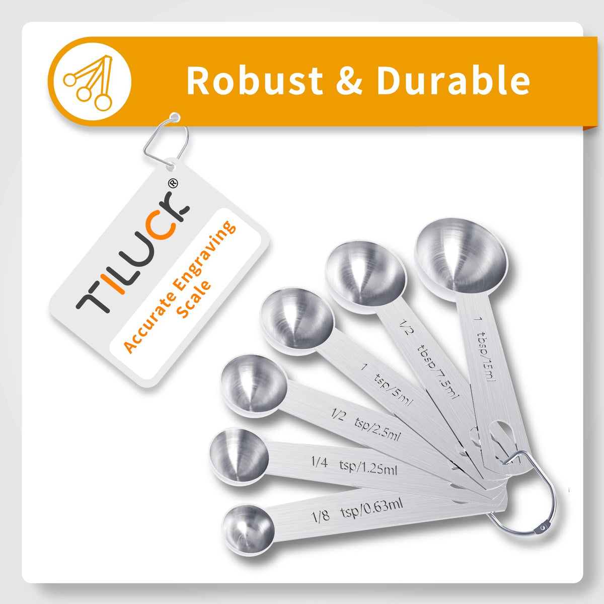 TILUCK engraved size marks on cups and spoons for quick reads