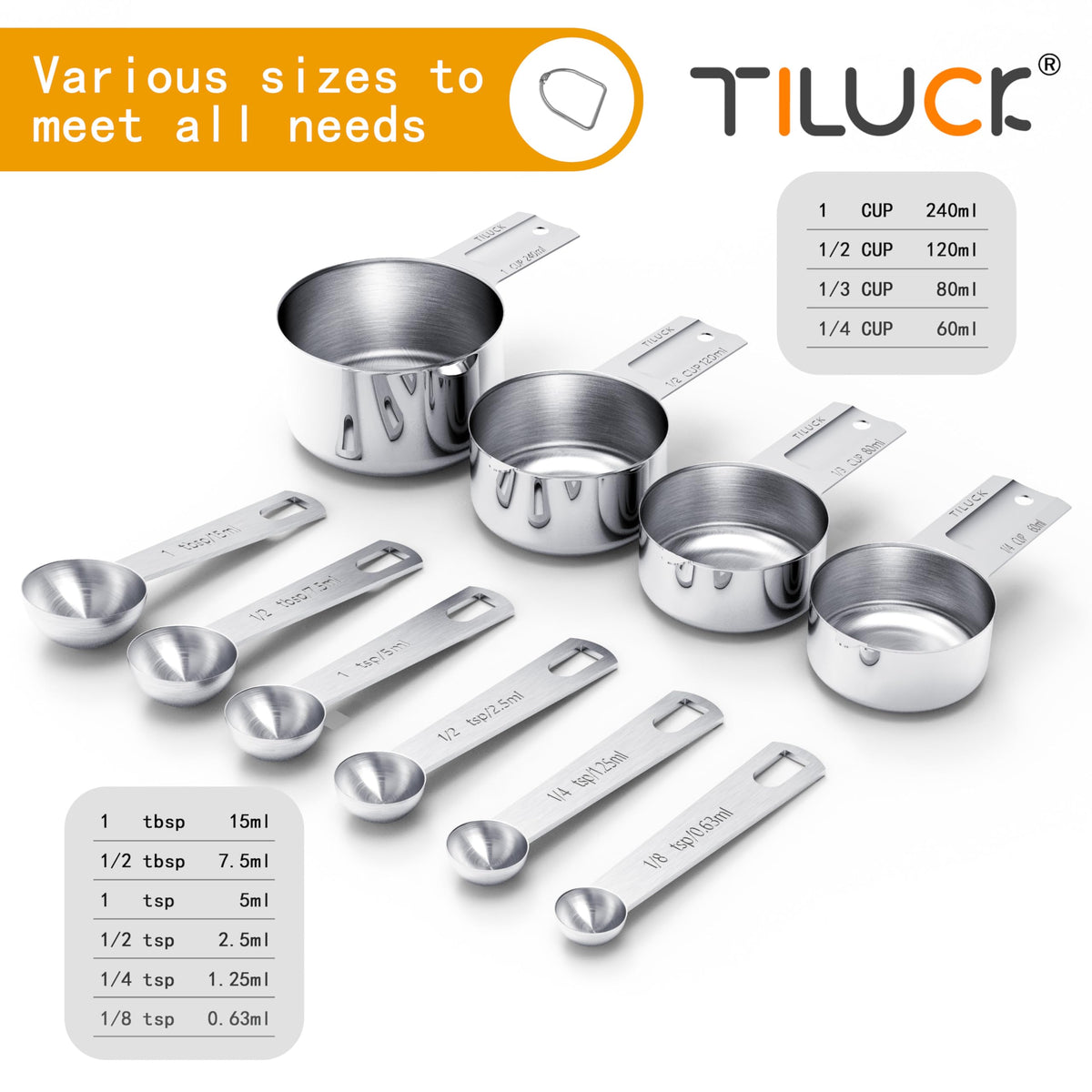 TILUCK stainless steel measuring spoons for precise small quantities