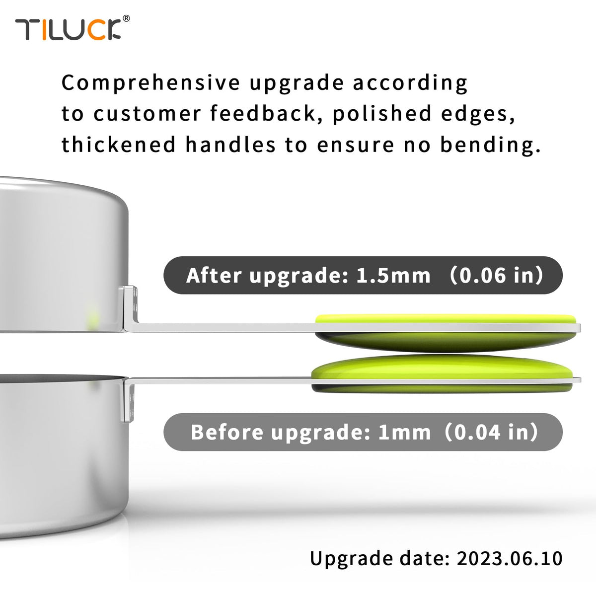 TILUCK stainless steel measuring spoons with engraved sizes for quick, accurate scooping.