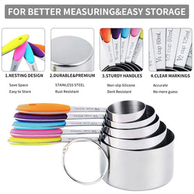 TILUCK measuring cups with reinforced welded handles for durability
