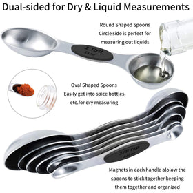 TILUCK rust-resistant 18/8 stainless steel set handles wet and dry ingredients.