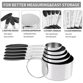 TILUCK spoons and cups with silicone handles provide a comfortable, non-slip grip.