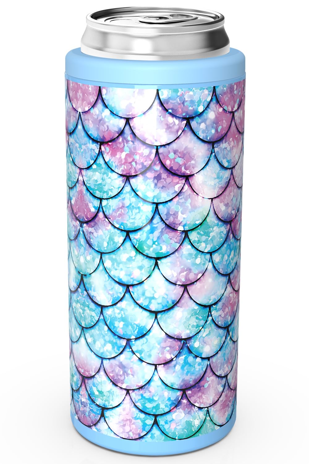 TILUCK Skinny Can Cooler with fish scales finish keeps slim cans cold