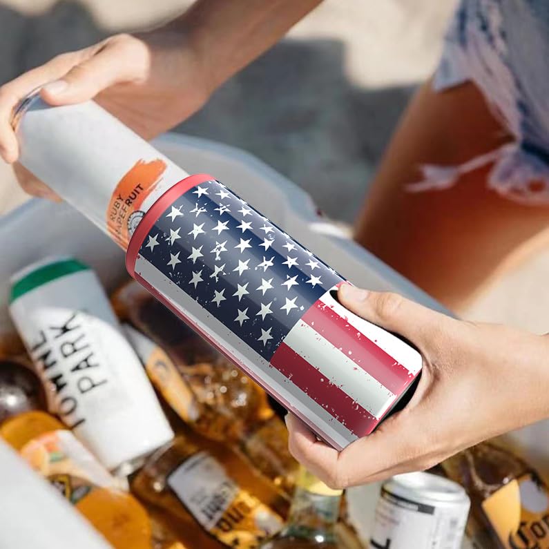 TILUCK Skinny Can Cooler fits standard 12 oz slim cans for versatile use.