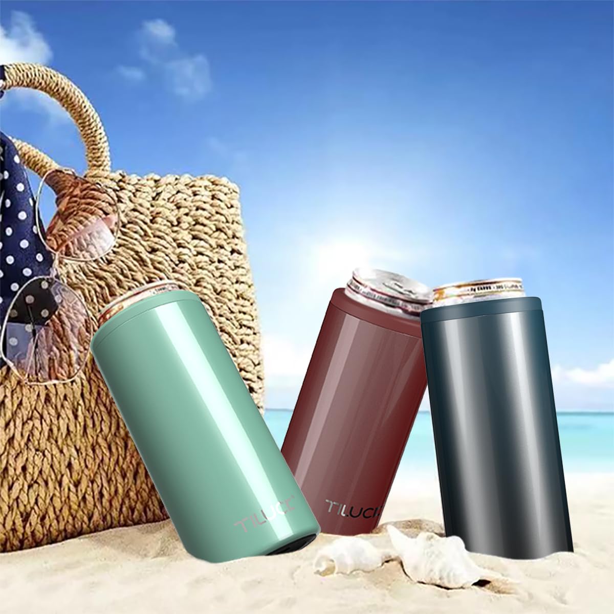 TILUCK Glitter Aqua product in hand promises versatile use as cup or cooler.