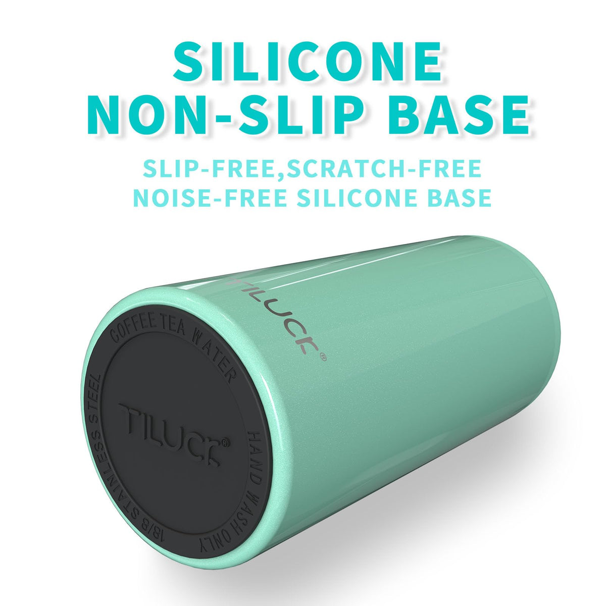 TILUCK Glitter Aqua close-up emphasizes secure push-lock fit for easy can insertion.